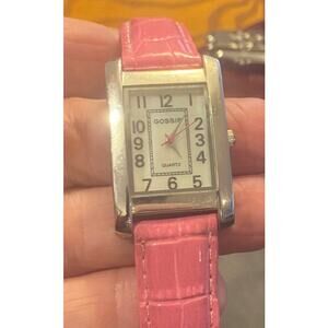 Women's 25mm Silver Tone Gossip Watch, MOP Face Pink Strap